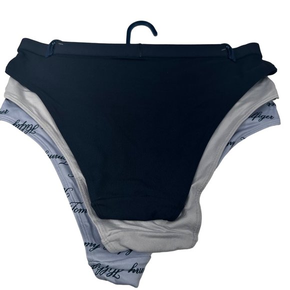Lot Of Three Tommy Hilfiger Women's Size Medium Panty Bikini Blue Gray Blue New - Picture 2 of 11